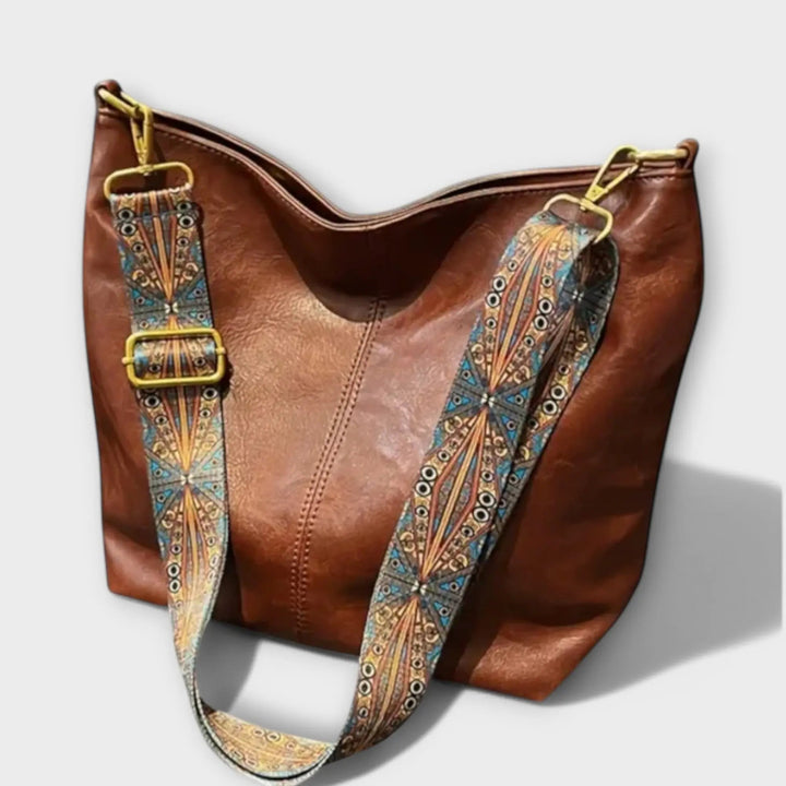 Vintage Schoudertas Dames Crossbody Bordeaux Geborduurd Hengsel Verstelbaar Ruim Ritssluiting Dagelijks Gebruik | Sansoti