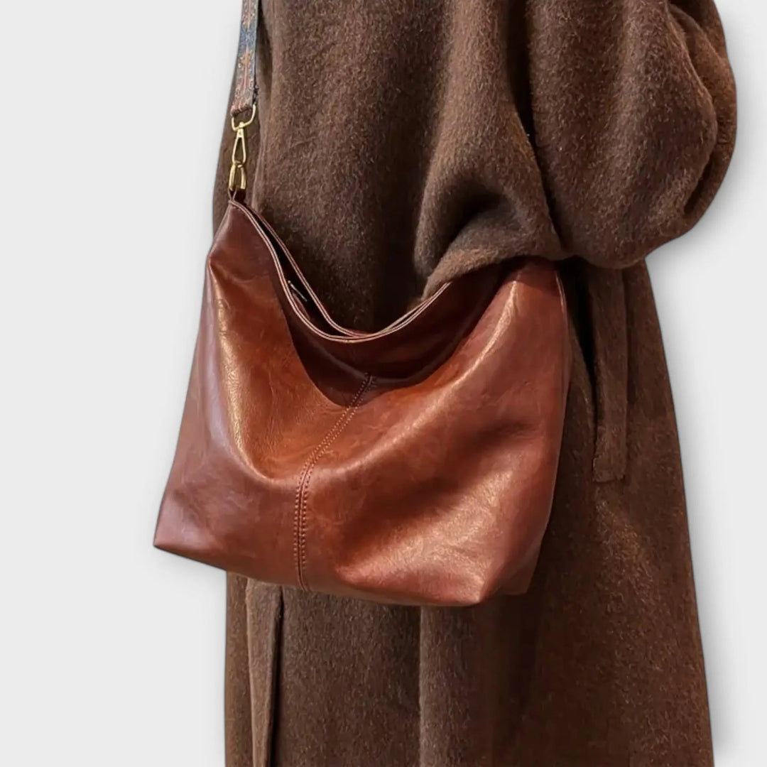 Vintage Schoudertas Dames Crossbody Bordeaux Geborduurd Hengsel Verstelbaar Ruim Ritssluiting Dagelijks Gebruik | Sansoti