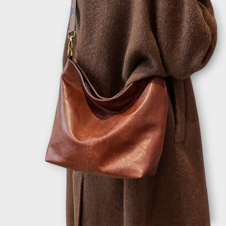 Vintage Schoudertas Dames Crossbody Bordeaux Geborduurd Hengsel Verstelbaar Ruim Ritssluiting Dagelijks Gebruik | Sansoti