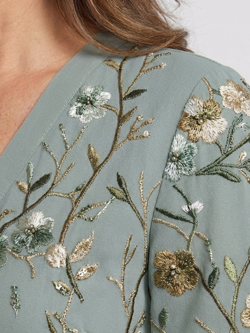 Laurel - Floral V Neck Short Sleeve Maxi Dress