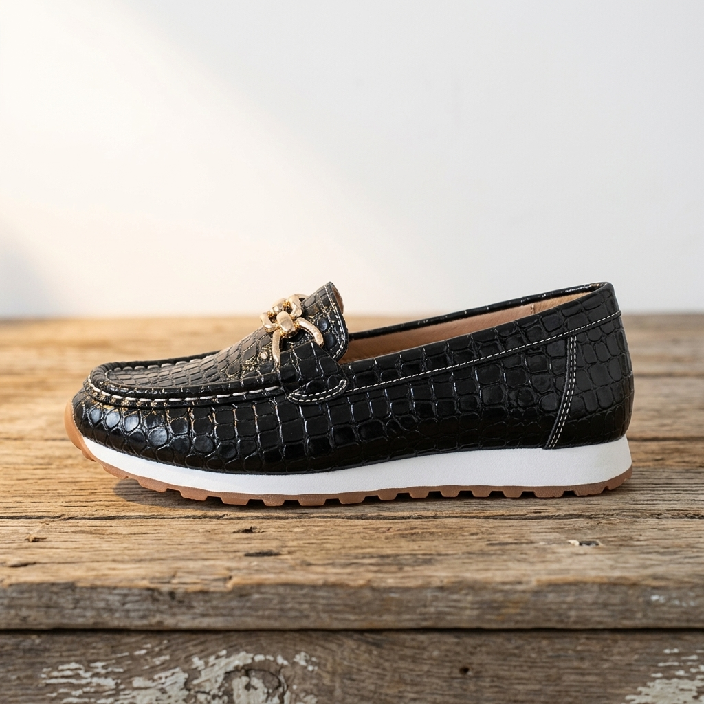 Emmy | Black Crocodile Loafers – Leah & Lila