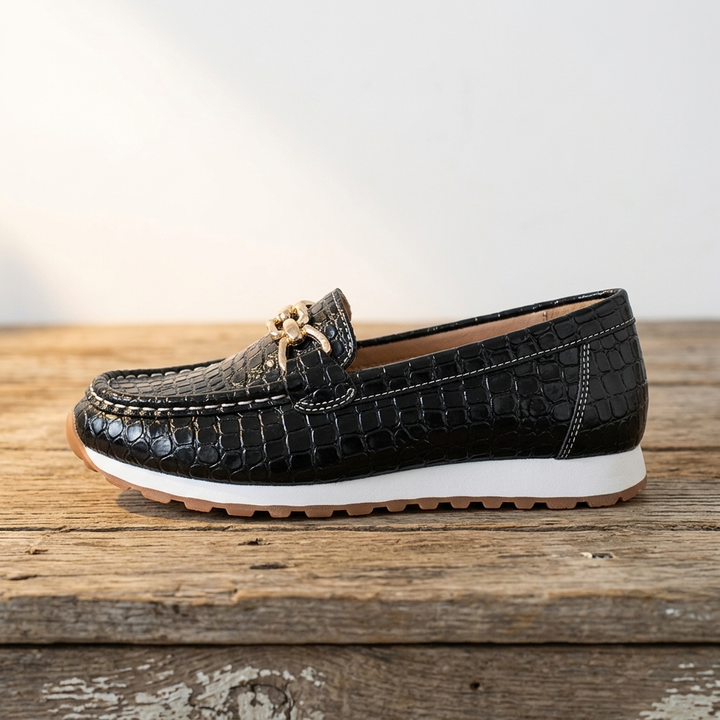 Emmy | Black Crocodile Loafers – Leah & Lila