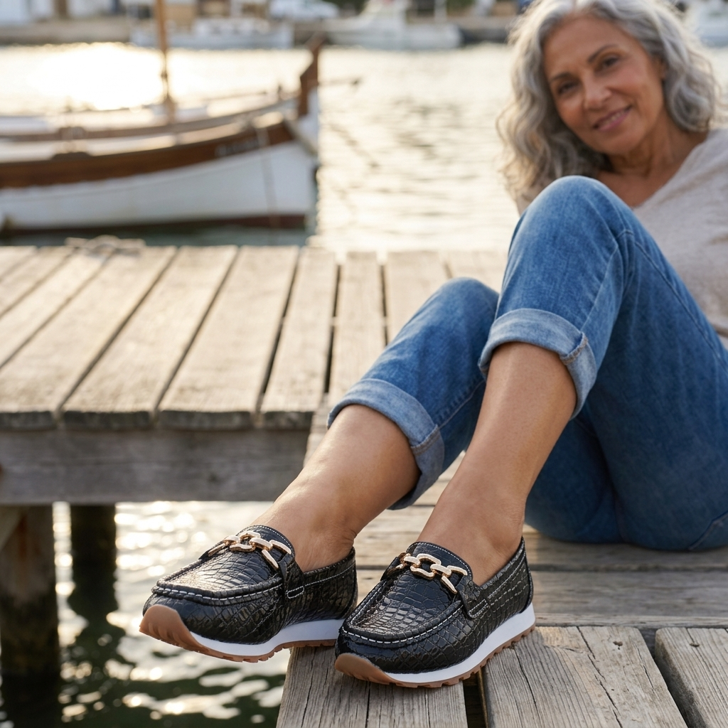 Emmy | Black Crocodile Loafers – Leah & Lila