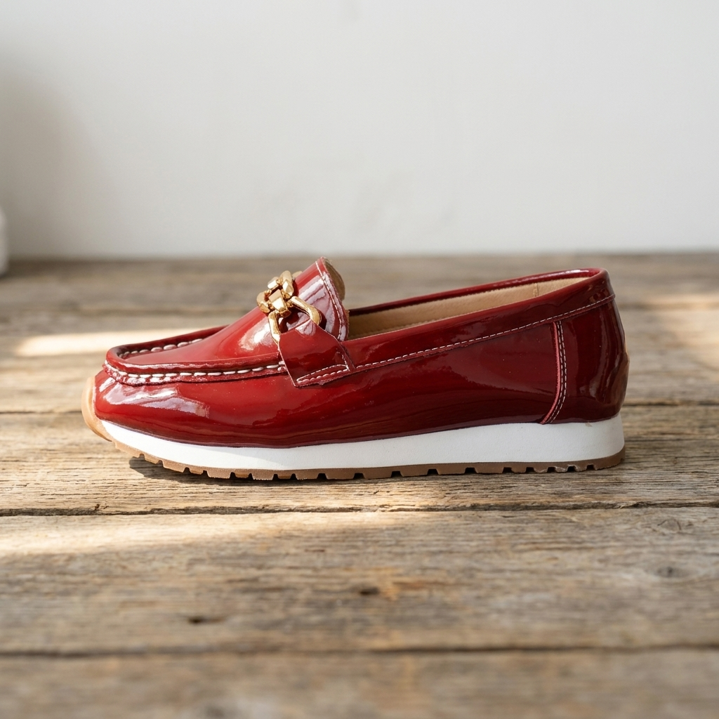 Eleanor | Shiny Bordeaux Loafers – Leah & Lila