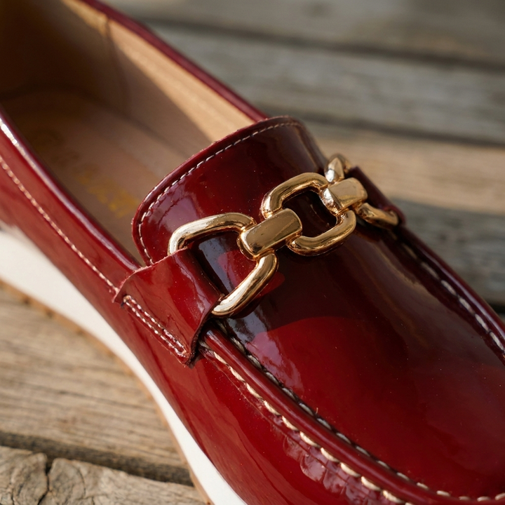 Eleanor | Shiny Bordeaux Loafers – Leah & Lila