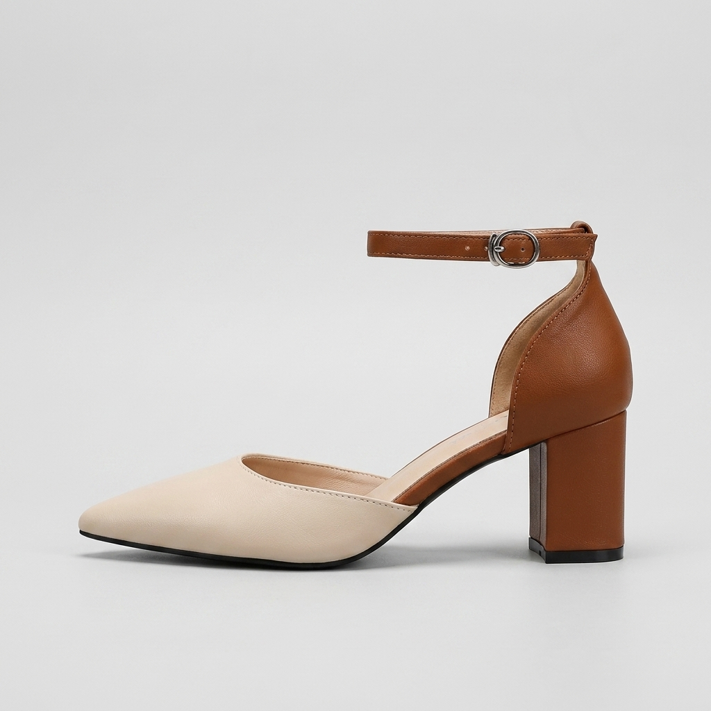 Marielle | Two-Tone Strap Block Heels – Leah & Lila