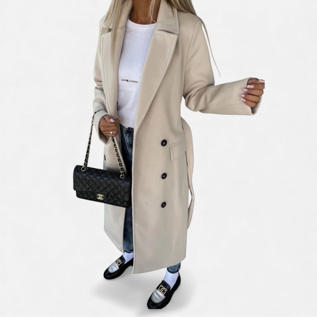 Valmonti Belted Coat | Classic Mid-Length Lapels – Leah & Lila