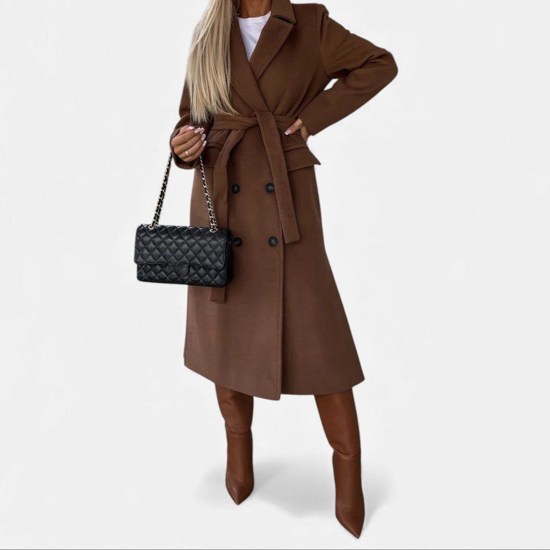 Valmonti Belted Coat | Classic Mid-Length Lapels – Leah & Lila