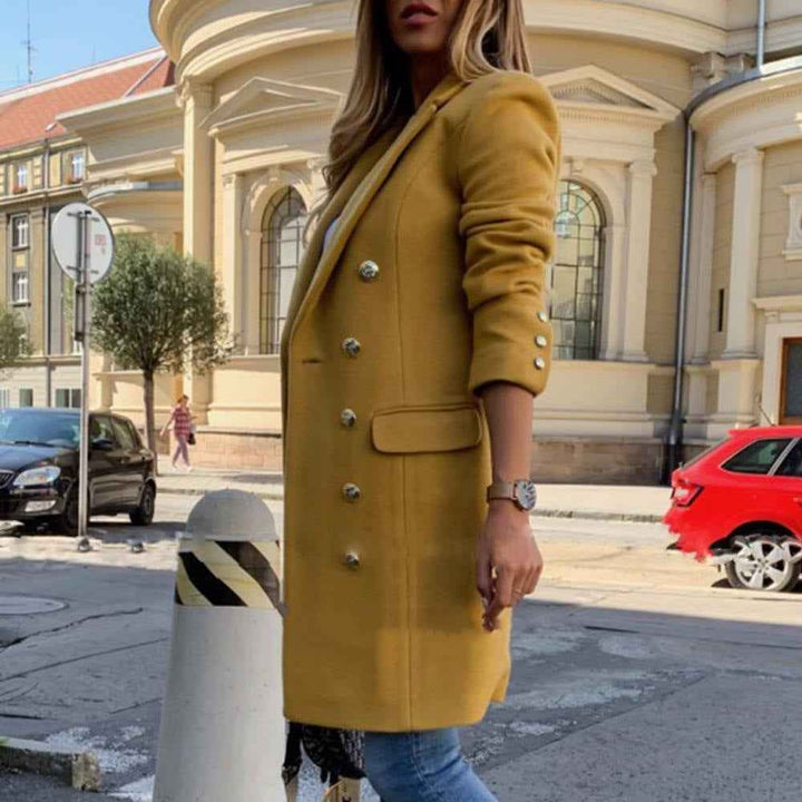 Double-Breasted City Coat | Business & Evening Wear – Leah & Lila