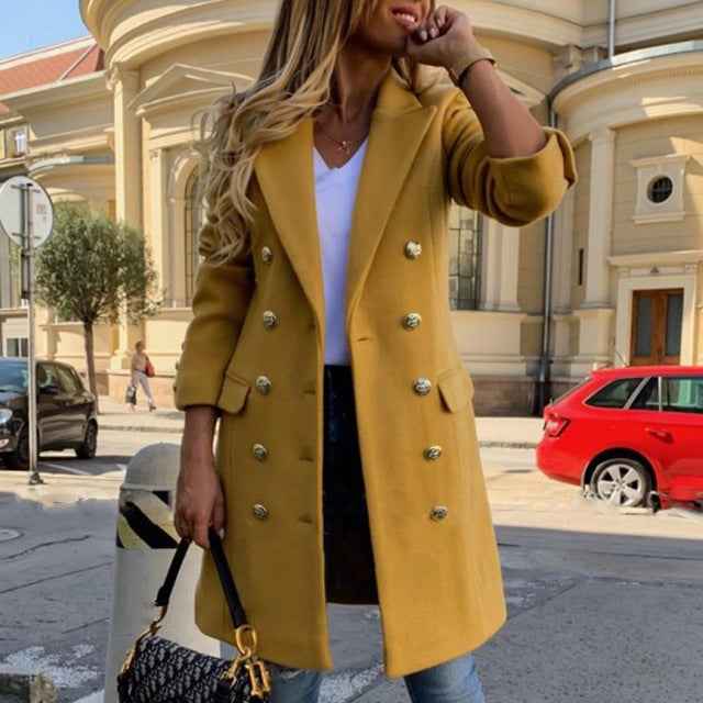 Double-Breasted City Coat | Business & Evening Wear – Leah & Lila
