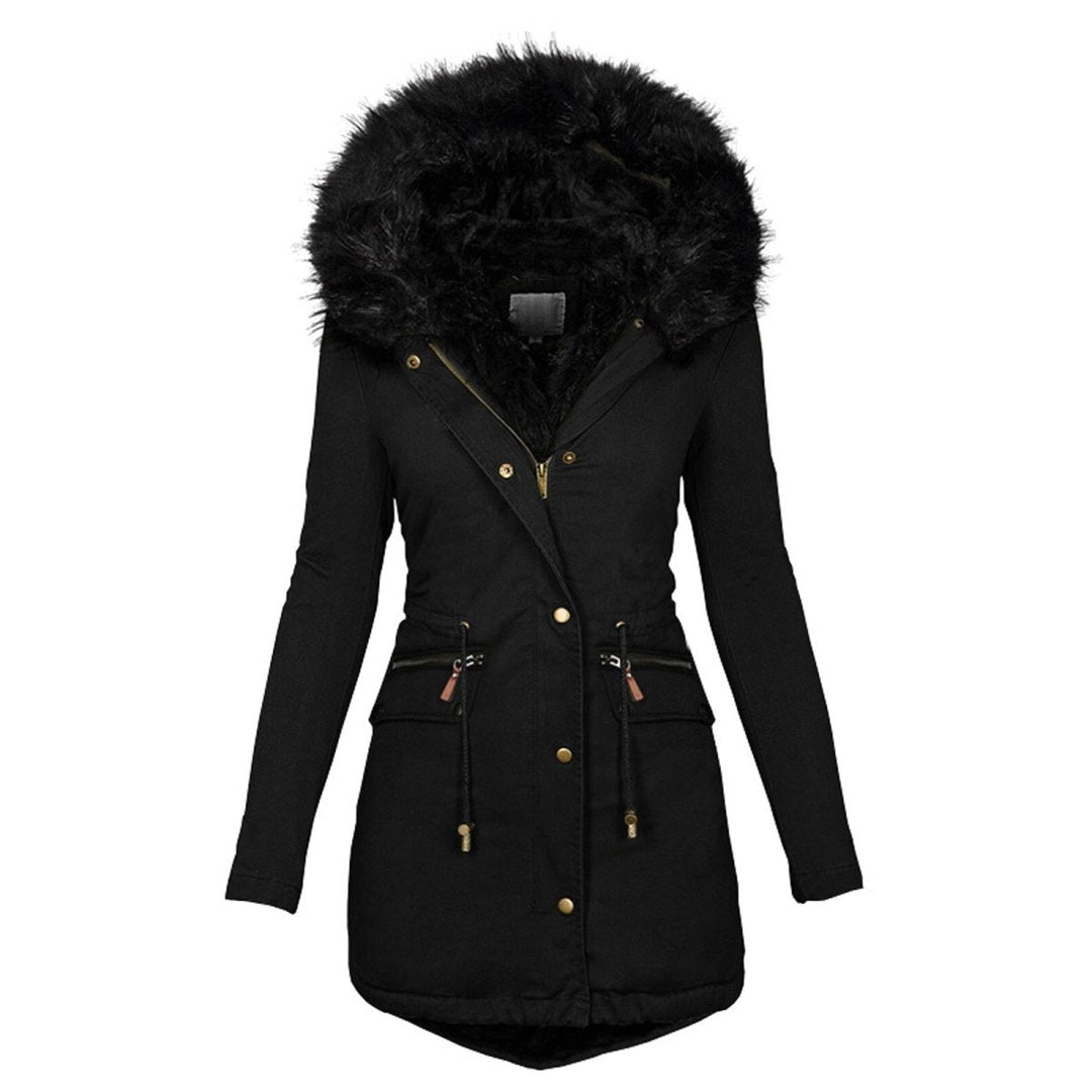 Faux Fur Trim Parka | Adjustable Waist Zipper Pocket Winter Coat – Leah & Lila