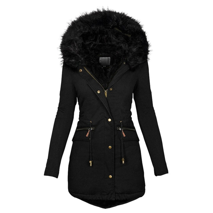 Faux Fur Trim Parka | Adjustable Waist Zipper Pocket Winter Coat – Leah & Lila