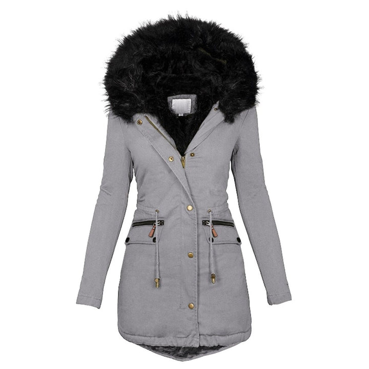 Faux Fur Trim Parka | Adjustable Waist Zipper Pocket Winter Coat – Leah & Lila