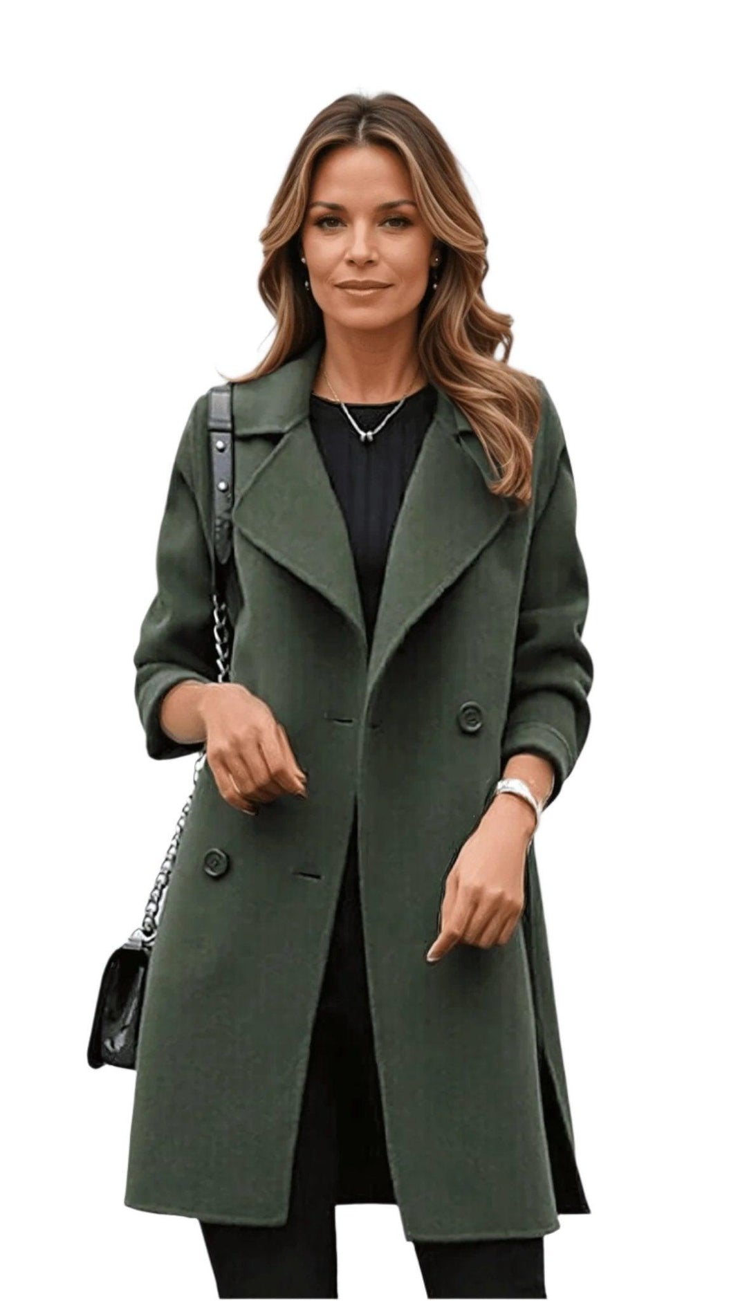 Long Winter Coat | Double-Breasted Lapel Style – Leah & Lila
