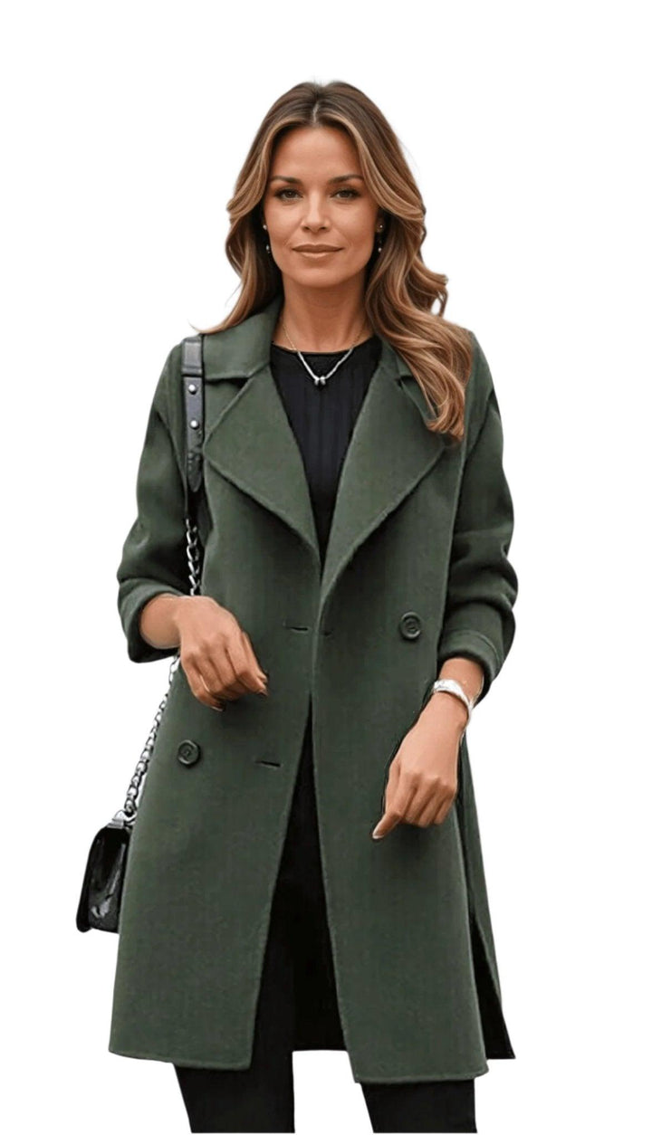Long Winter Coat | Double-Breasted Lapel Style – Leah & Lila