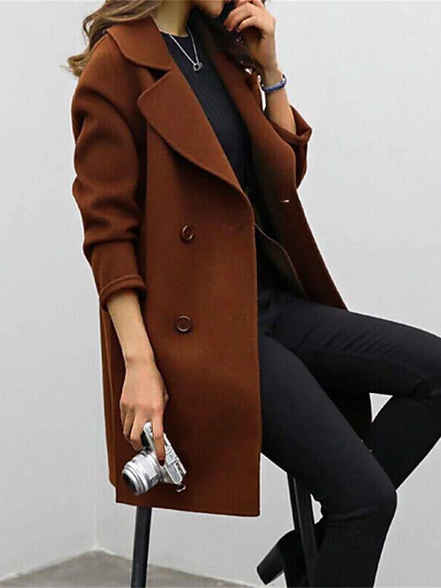 Long Winter Coat | Double-Breasted Lapel Style – Leah & Lila