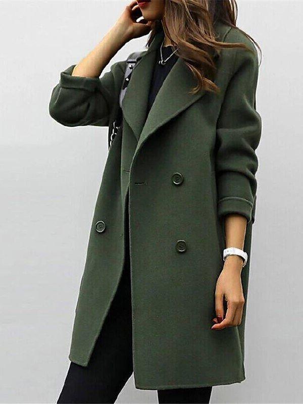 Long Winter Coat | Double-Breasted Lapel Style – Leah & Lila