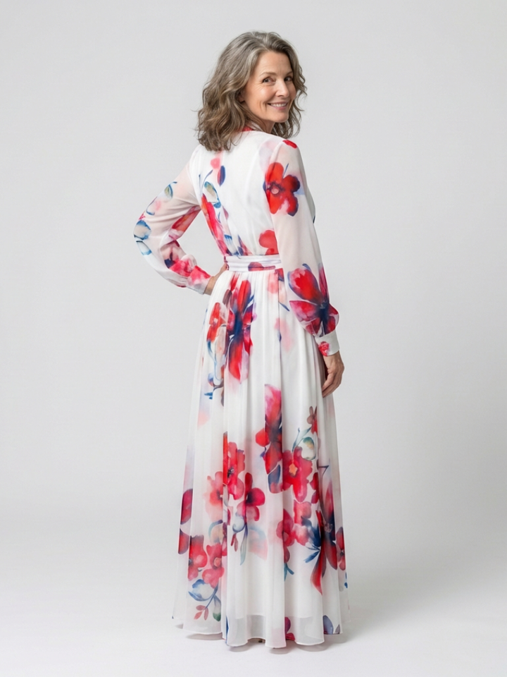 Brooke - Floral Long Sleeve Wrap Maxi Dress