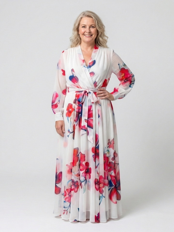 Brooke - Floral Long Sleeve Wrap Maxi Dress