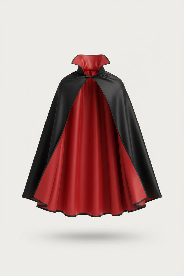 Reversible Vampire Cape for Kids with High Collar, Halloween Costume