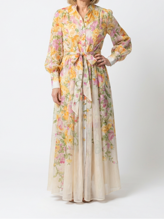 Blythe - Floral Sheer Long Sleeve Maxi Dress