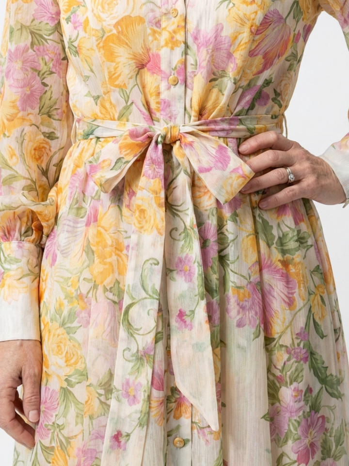 Blythe - Floral Sheer Long Sleeve Maxi Dress