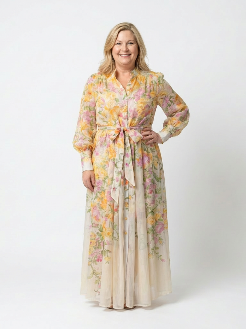 Blythe - Floral Sheer Long Sleeve Maxi Dress