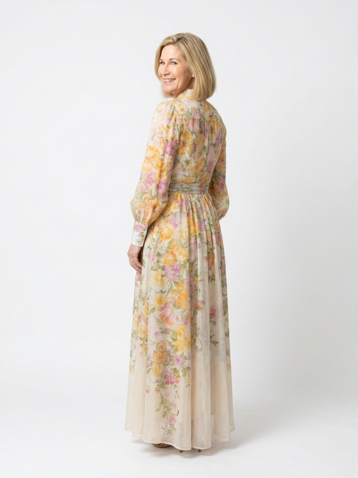 Blythe - Floral Sheer Long Sleeve Maxi Dress