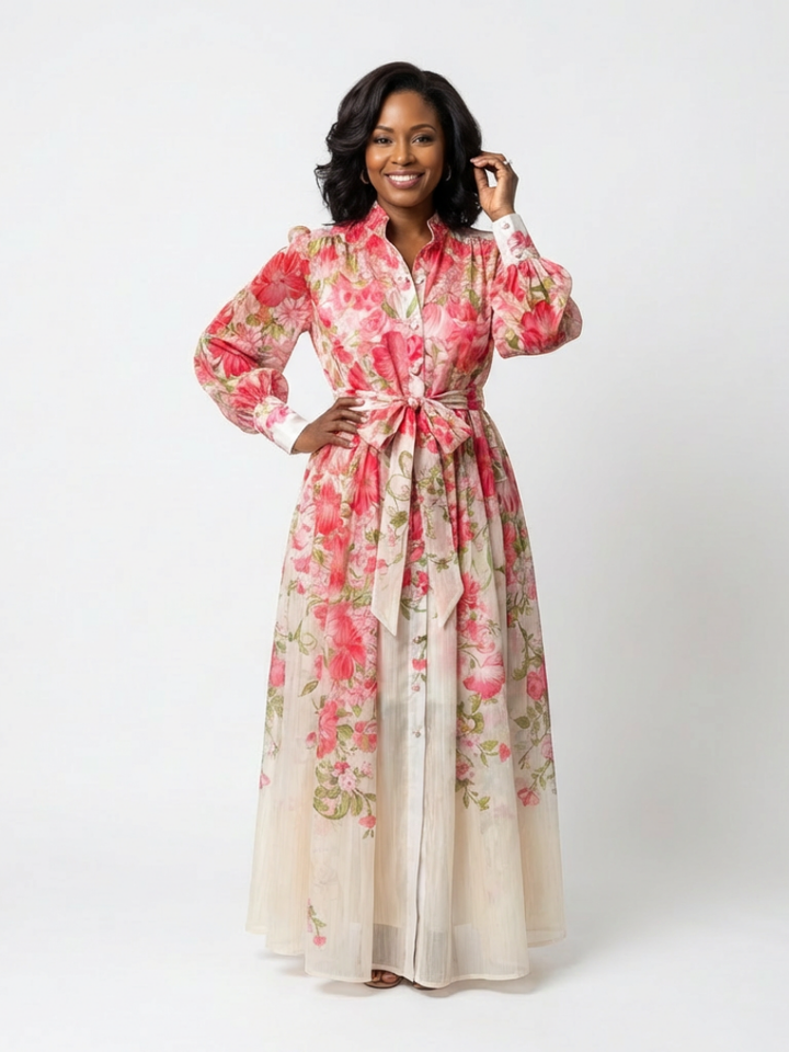 Blythe - Floral Sheer Long Sleeve Maxi Dress