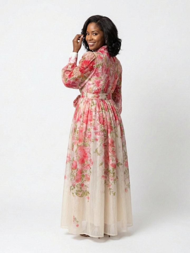 Blythe - Floral Sheer Long Sleeve Maxi Dress