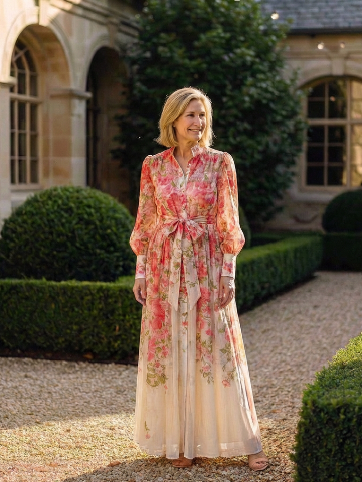 Blythe - Floral Sheer Long Sleeve Maxi Dress