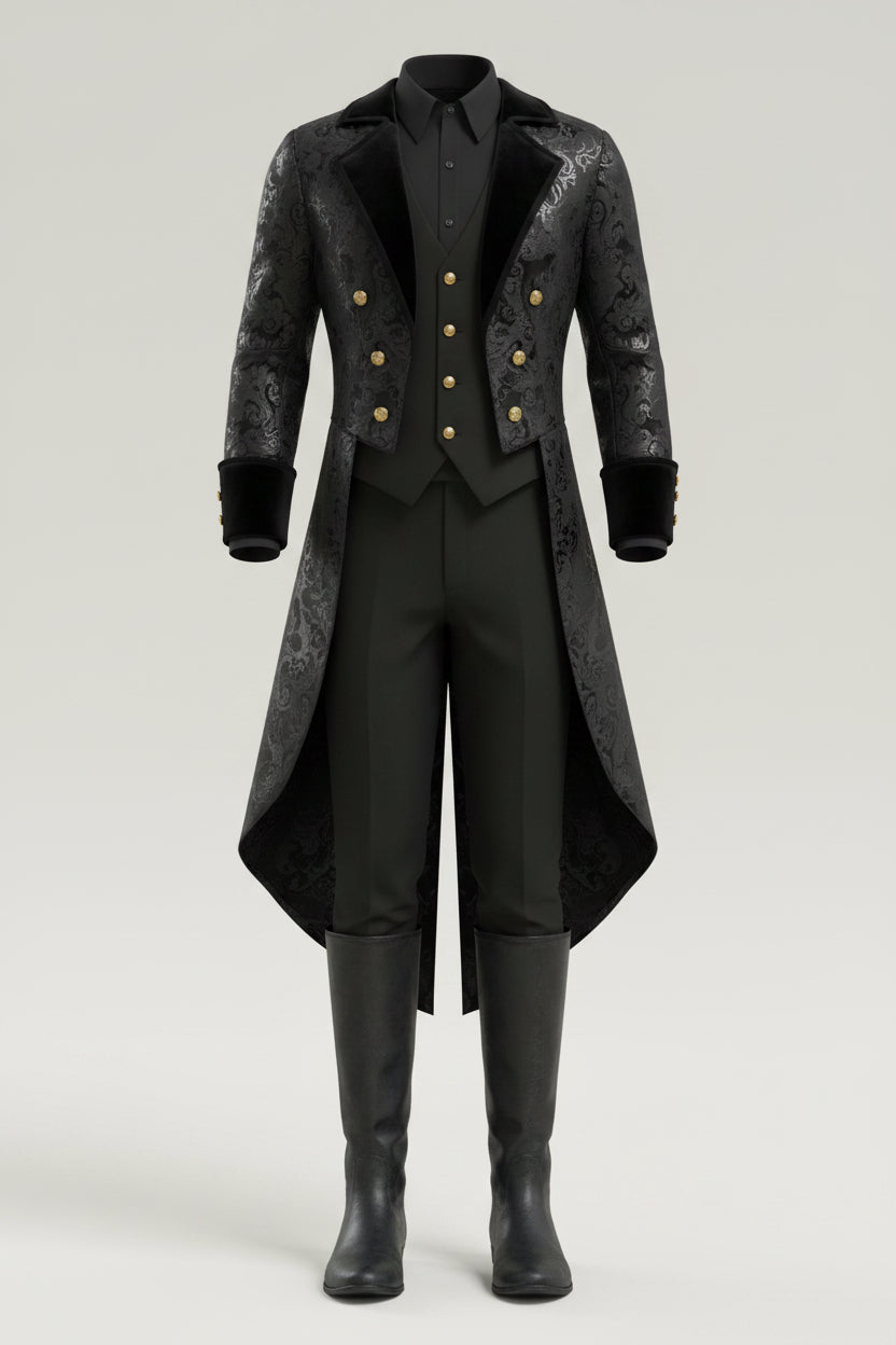 Black Victorian Costume Jacket for Men – Halloween Costume Accessory