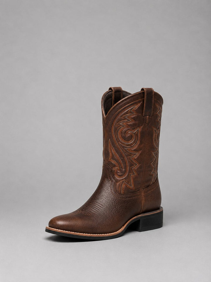 Mia | Embroidered Leather Western Ankle Boots – Leah & Lila