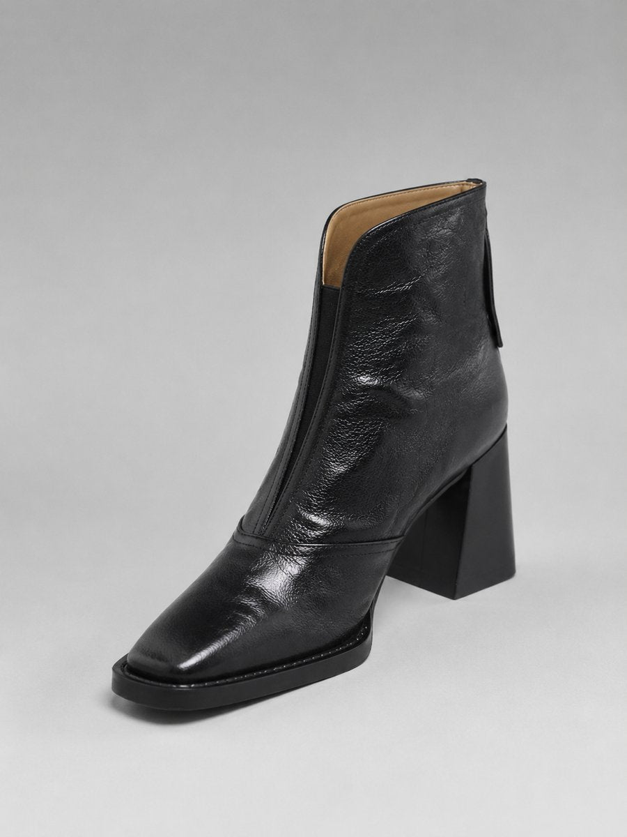 Grace | Square-Toe Block-Heel Leather Ankle Boots – Leah & Lila